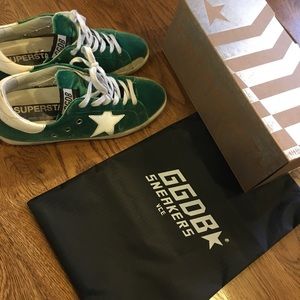 Golden Goose super star green velvet sneakers